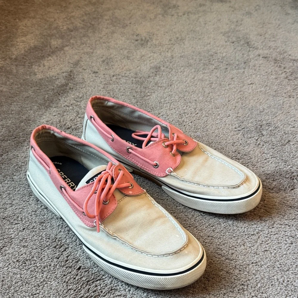 Sperry Halyard II Pink Cream Canvas Boat Deck Casual Shoes SIZE 11